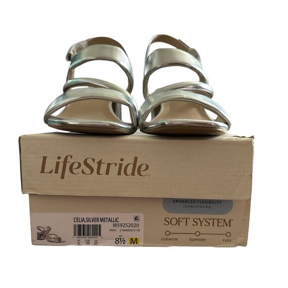 Lifestride Soft System Silver Celia Slingback Strappy Dress Sandals Size 8.5M‎ - Picture 6 of 6